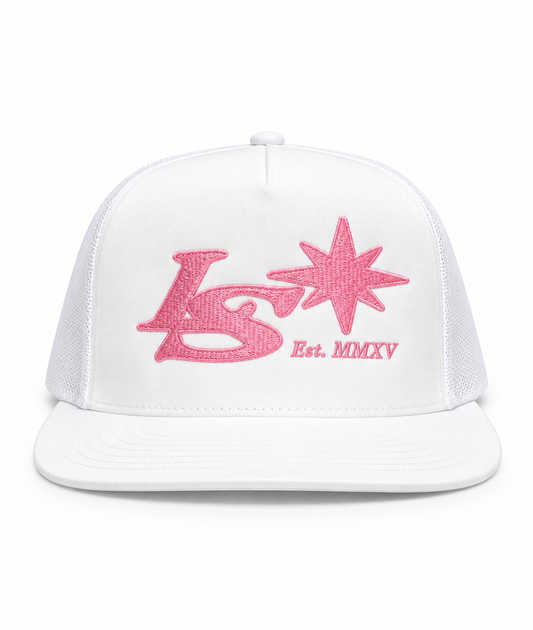 LS Cap - All White Light Pink LS